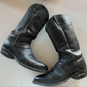 HARLEY DAVIDSON Men’s Vintage Black Leather Cowboy Boots 9